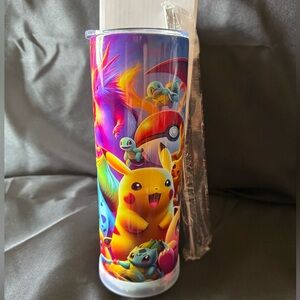 New 20oz Colorful Pokémon Tumbler with Slid Lid Straw Cleaner Nonslip Bottom